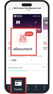 Log in to DBS Card+ and Click on eStatement