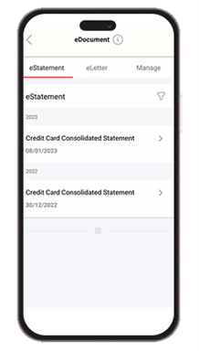 Select the statement date to view your eStatement